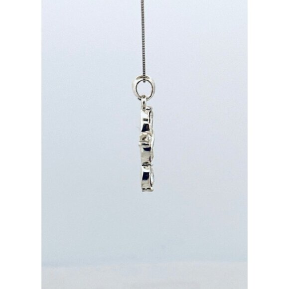 Sterling Silver 925 Italy Cross Necklace with Marquise CZ Stones, 18” Chain - Picture 2 of 10